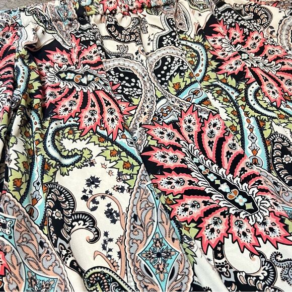 ECI New York Boho Off Shoulder Paisley Handkerchief Hem Blouse L Large - Picture 6 of 8